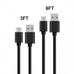 2A USB2.0 Type c USB Cable Black - 2pack 3ft+6ft